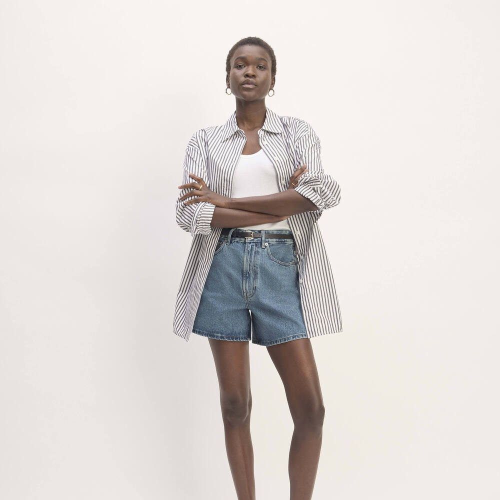 Everlane Women's A-Line Denim Short in Mid Blue, Size 25